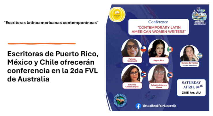 Escritoras de Puerto Rico, México y Chile ofrecerán conferencia en la 2da FVL de Australia